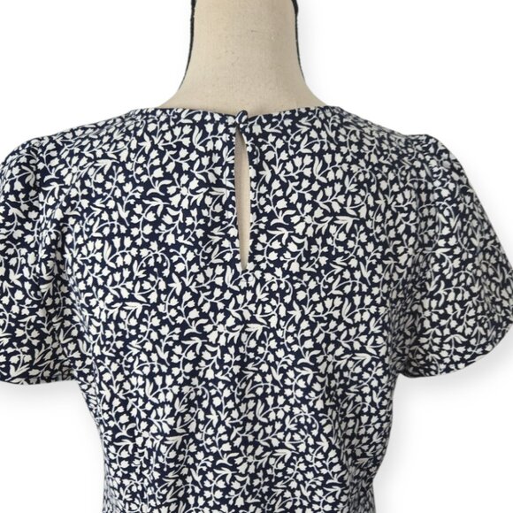 J. Crew Navy & White Floral Crepe Midi Dress – Size 10 (NWOT) - Picture 7 of 10